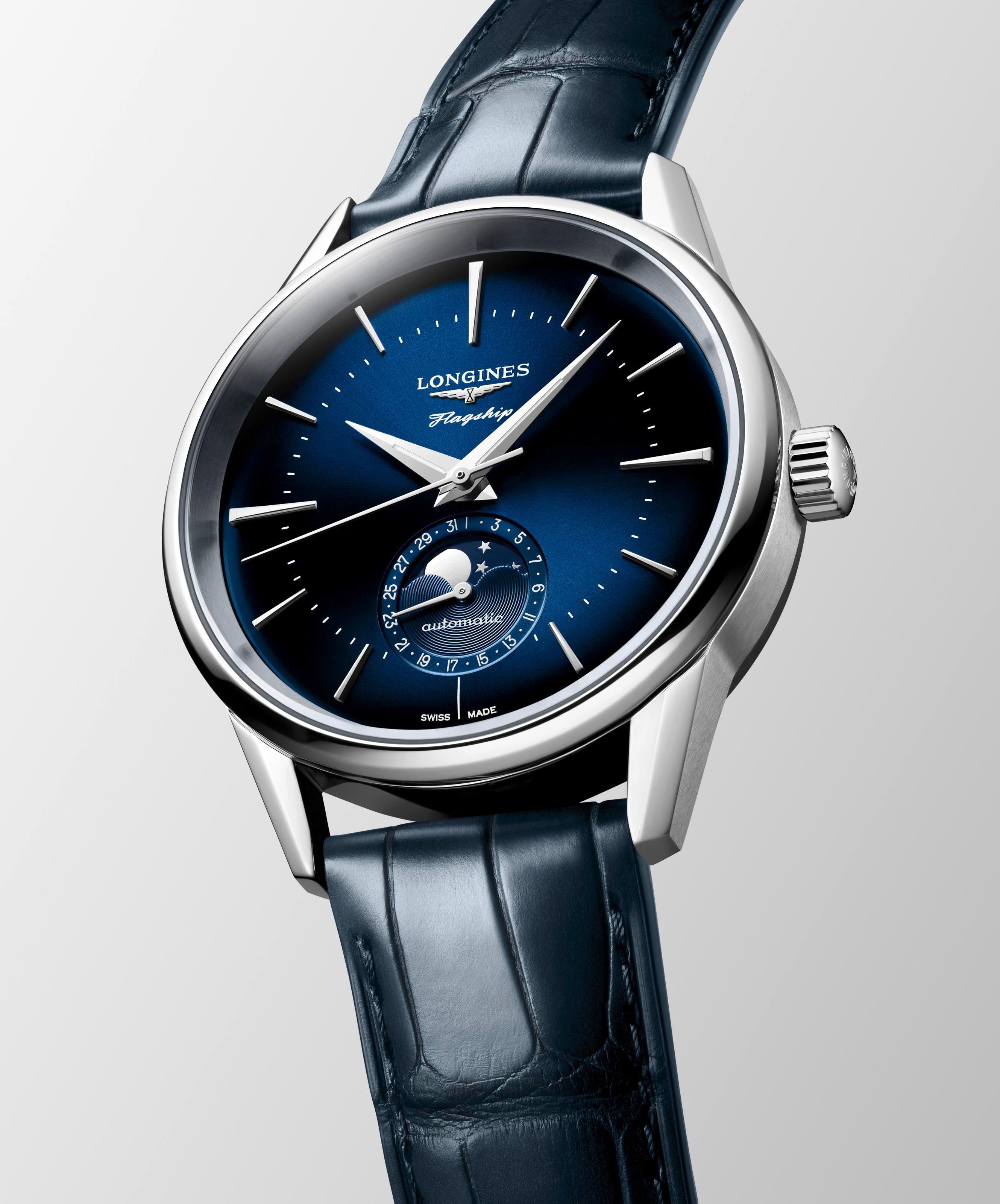 Longines Flagship Heritage MoonPhase Sunray Blue Dial Watch