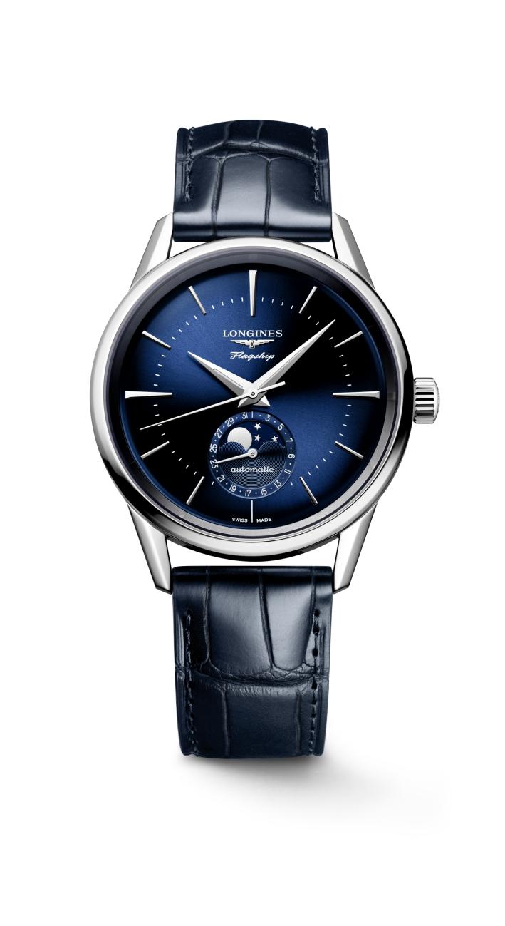 Longines Flagship Heritage MoonPhase Sunray Blue Dial Watch