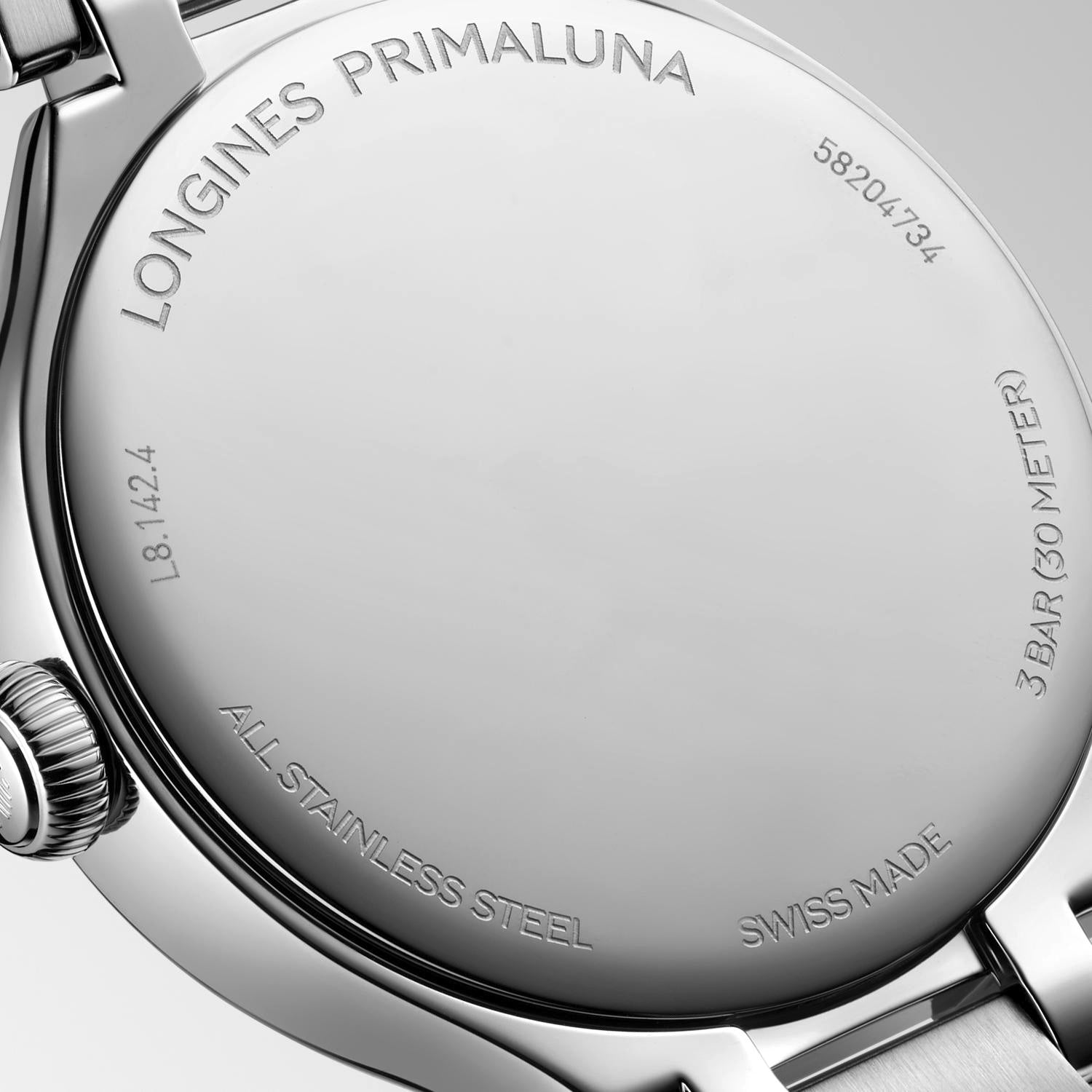 Longinas PrimaLuna White Mother-of-Pearl Dial Ladies Watch