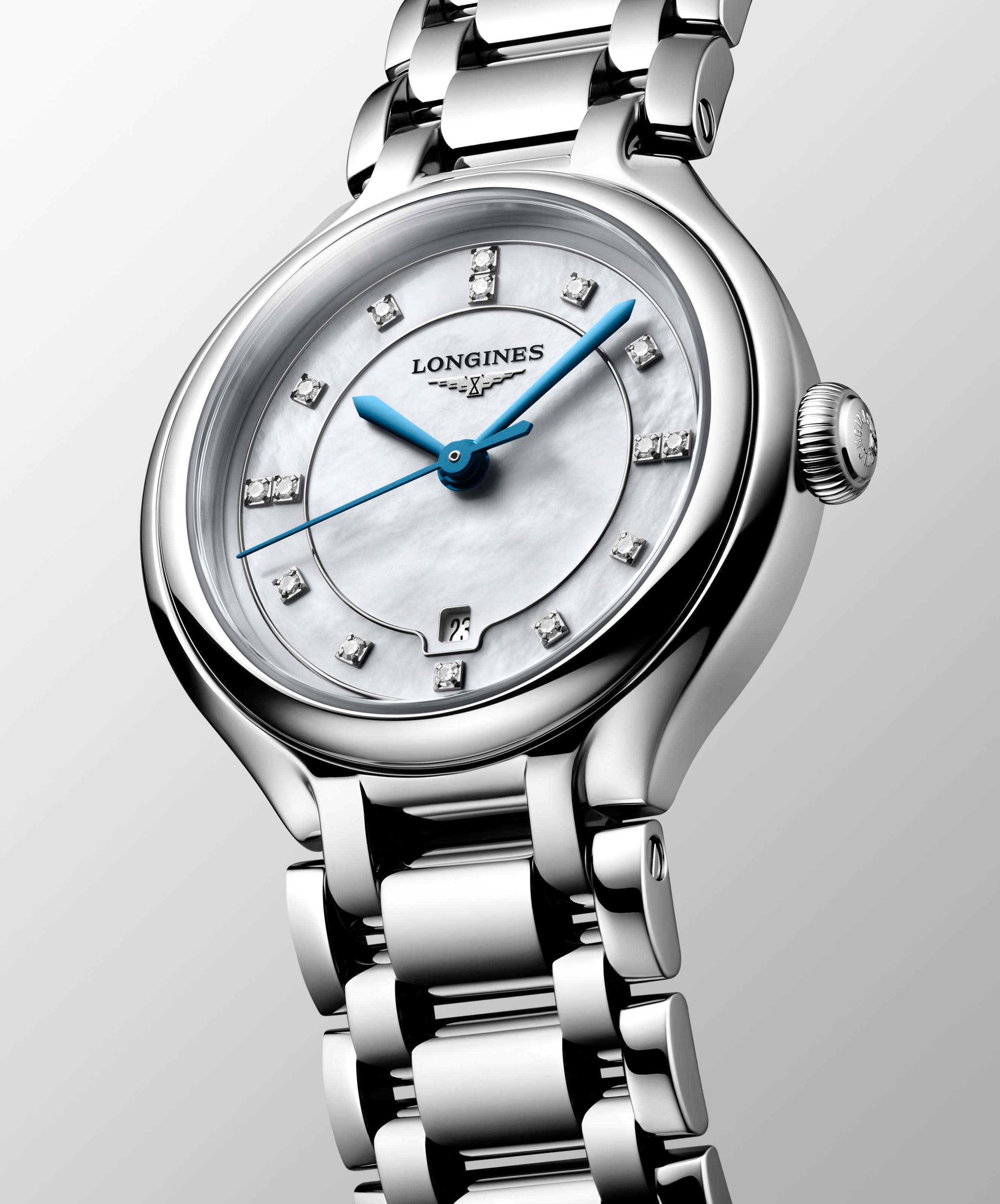 Longinas PrimaLuna White Mother-of-Pearl Dial Ladies Watch