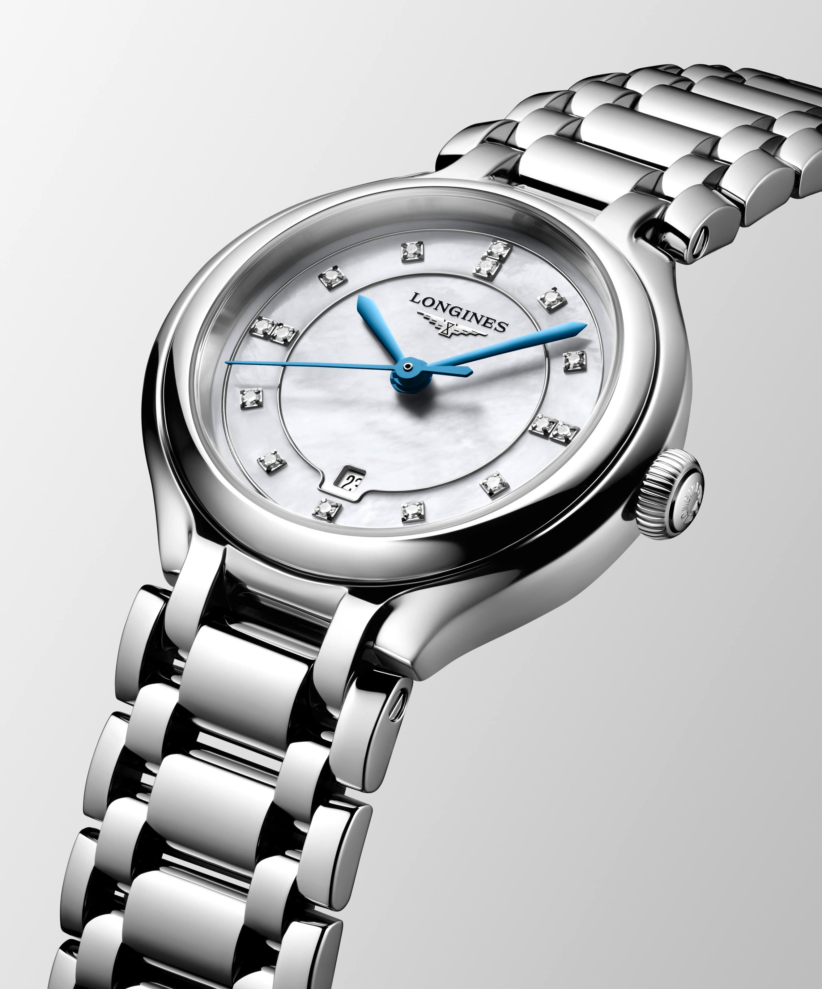 Longinas PrimaLuna White Mother-of-Pearl Dial Ladies Watch