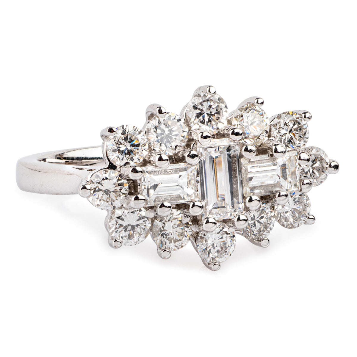 18ct White Gold Mixed Cut Diamond Ring