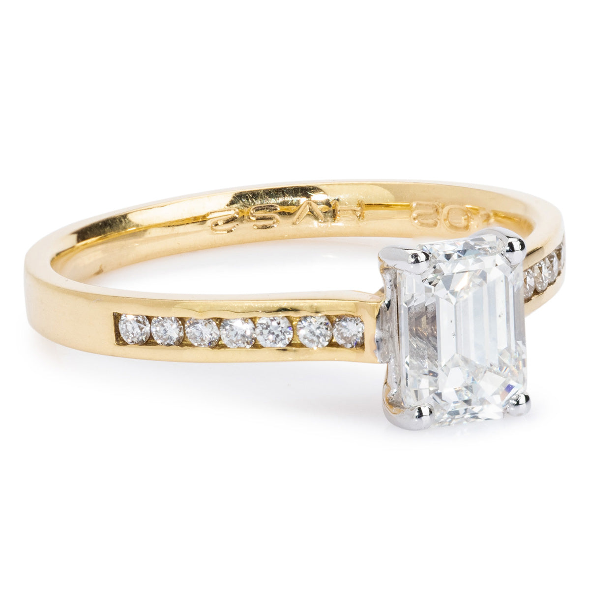 18ct Yellow Gold Emerald Cut Diamond Ring