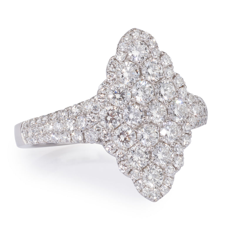 Marquise Shaped Diamond Cluster White Gold Ring