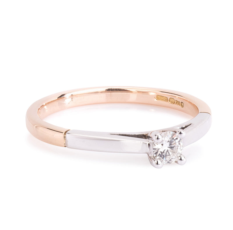 18ct Rose & White Gold Diamond Solitaire Ring