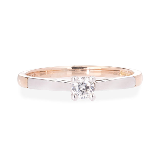 18ct Rose & White Gold Diamond Solitaire Ring