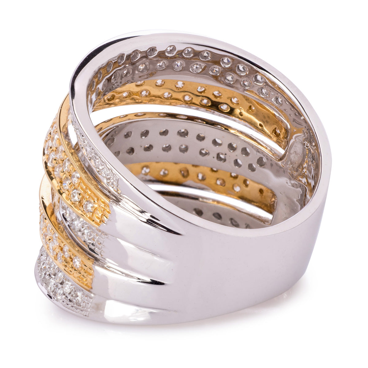 18ct White and Yellow Gold 5 Row Diamond Ring