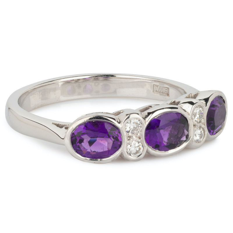 Amethyst and Diamond Ring in White Gold