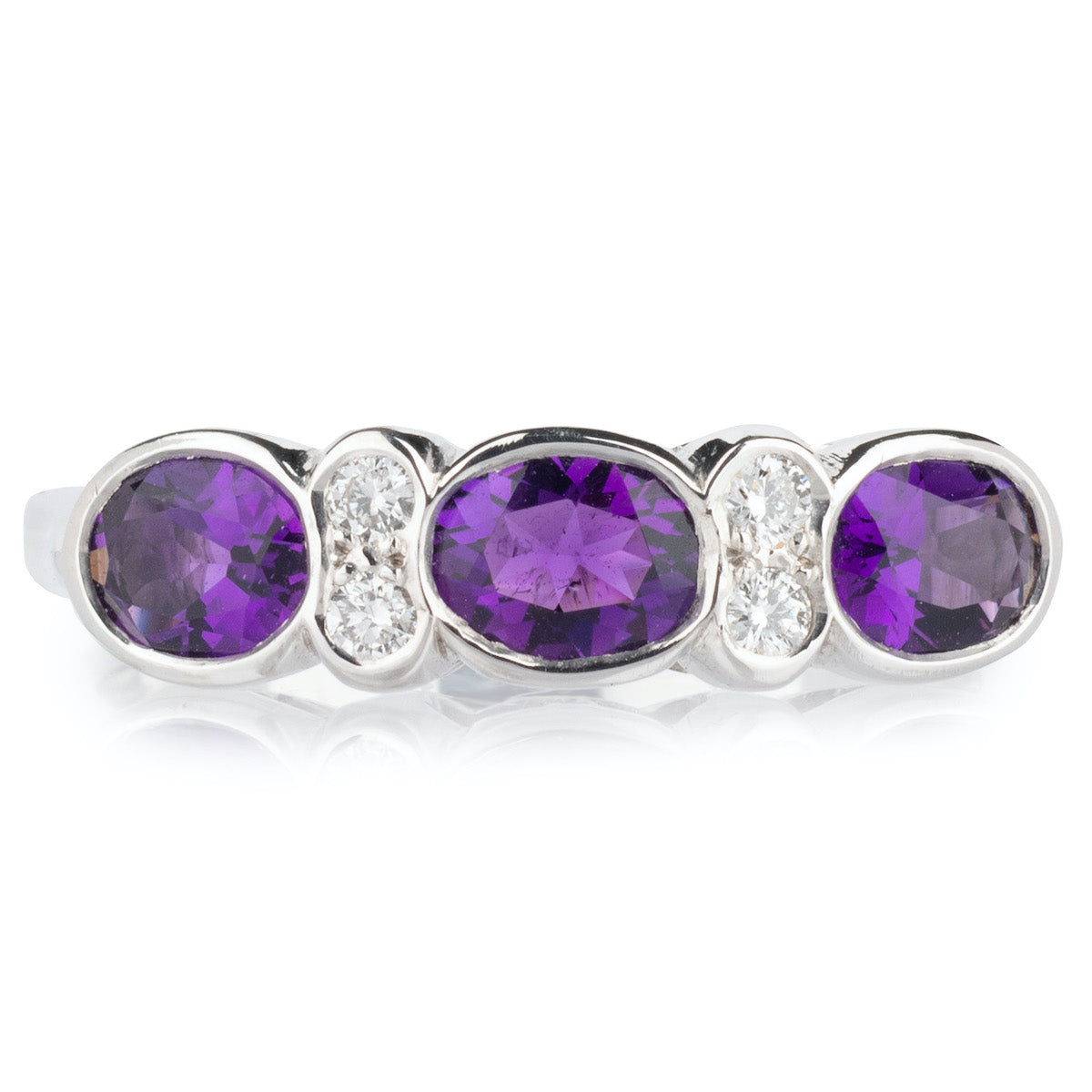 Amethyst and Diamond Ring in White Gold