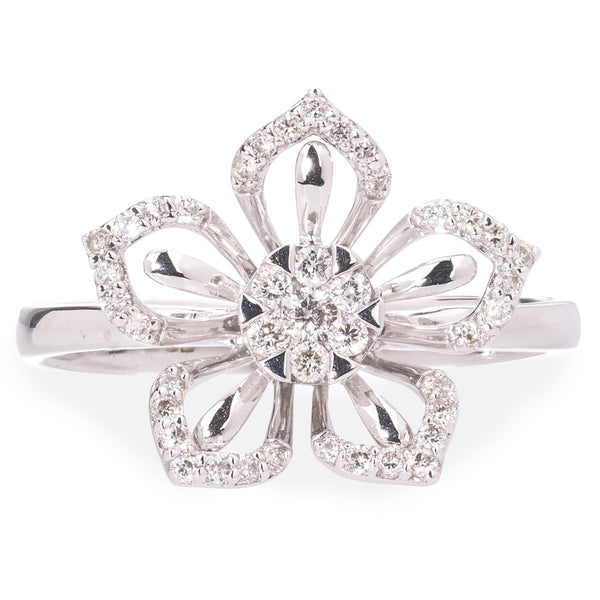 9ct White Gold Flower Diamond ring