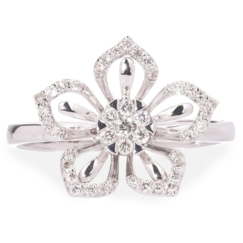 9ct White Gold Flower Diamond ring