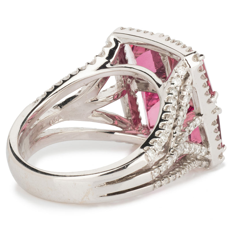 Pink Tourmaline and Diamond Gold Ring