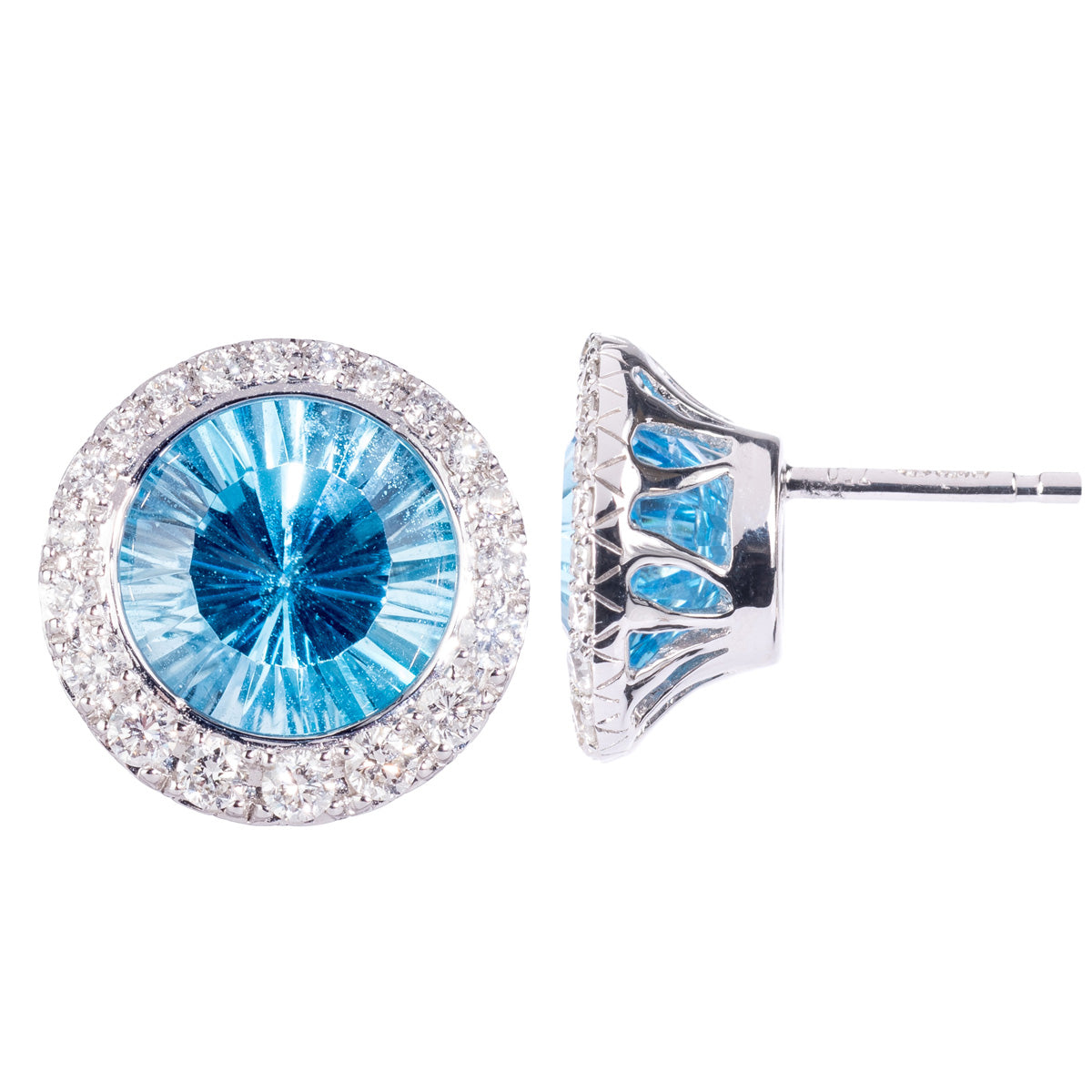 Bradleys 18ct White Gold Blue Topaz Stud Earrings