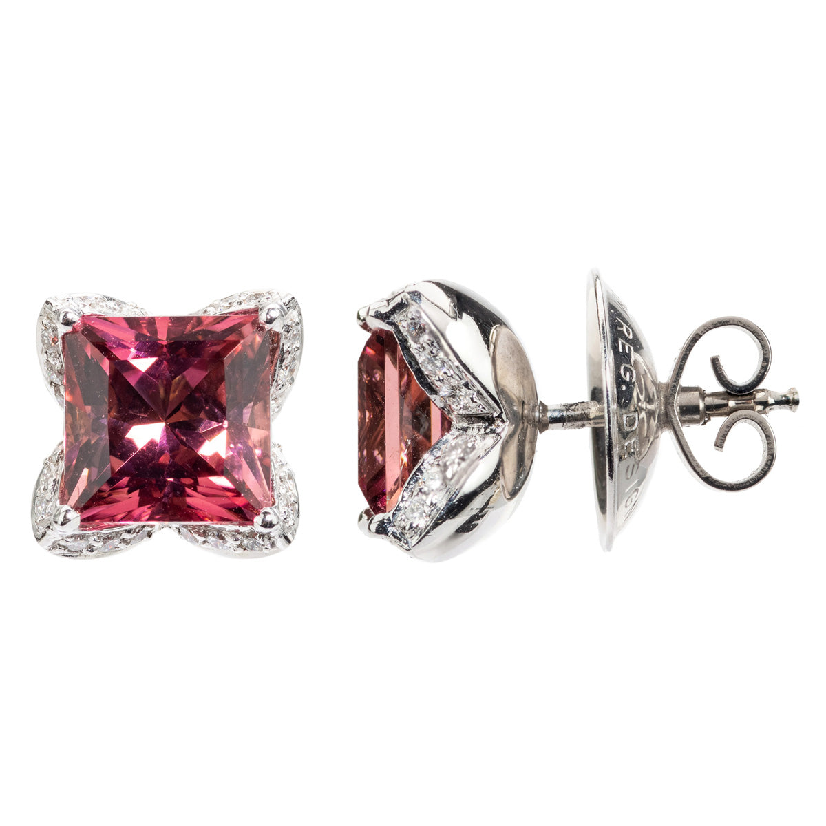 Bradleys 18ct Diamond Buchwald Tourmaline and Diamond Earrings