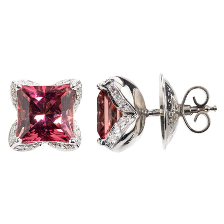 Bradleys 18ct Diamond Buchwald Tourmaline and Diamond Earrings