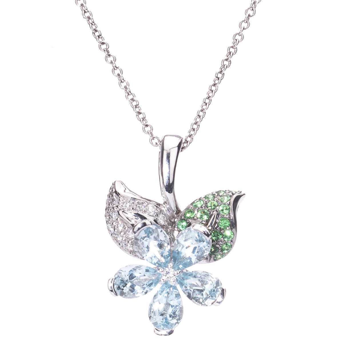 18ct White Gold Multi Stone Pendant