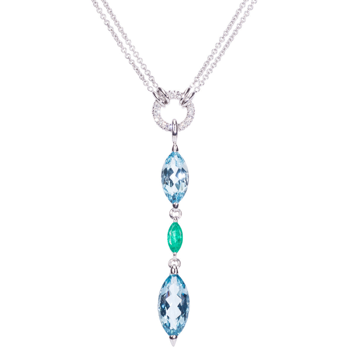 18ct White Gold Aquamarine and Diamond Pendant