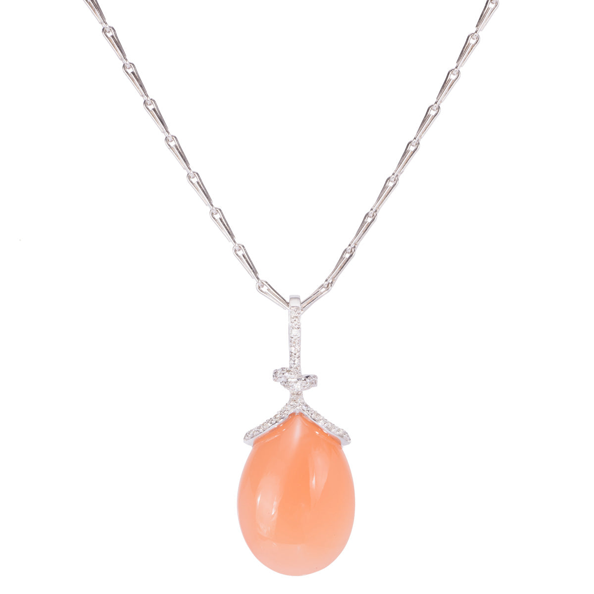 18ct White Gold Orange Moontstone Pendant