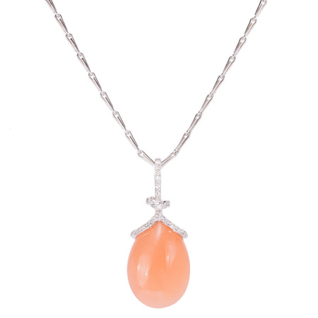 18ct White Gold Orange Moontstone Pendant