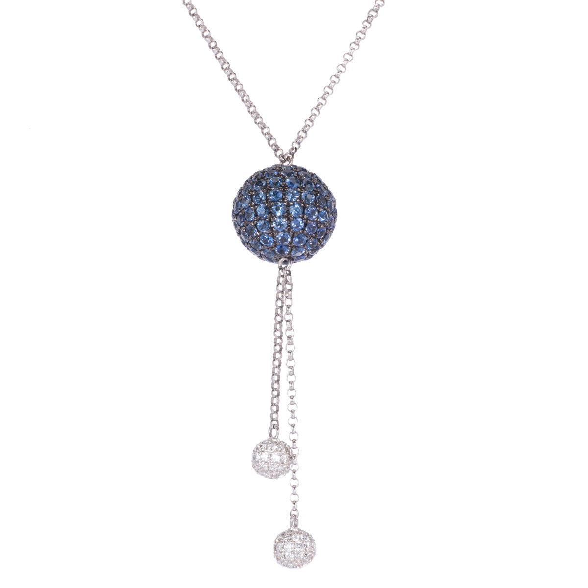18ct White Gold Sapphire and Diamond Pendant