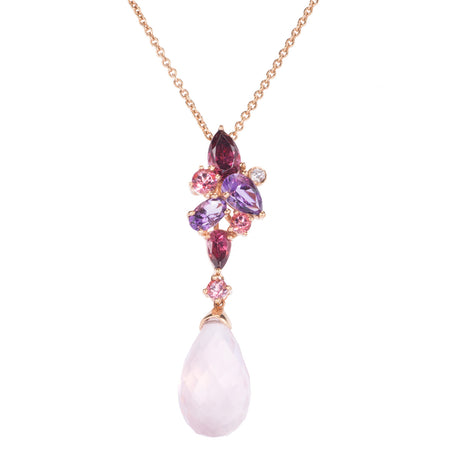 Bradleys 18ct Amethyst and Rose Quartz Pendant