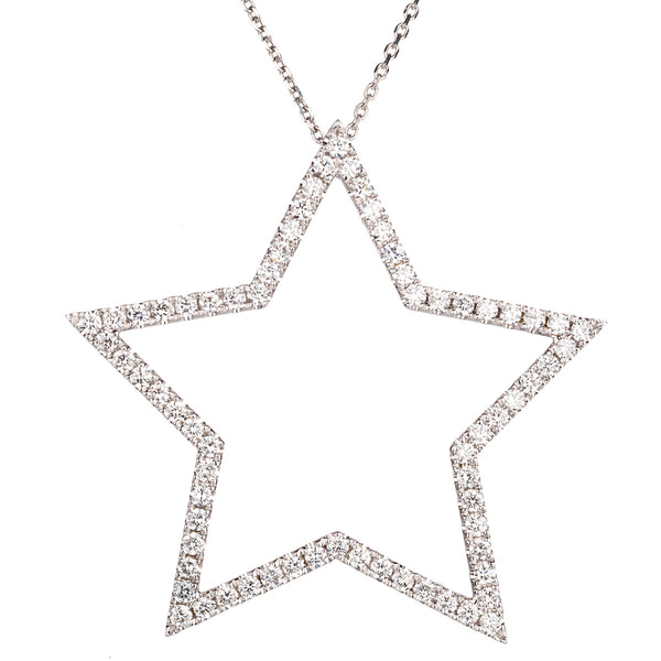 Diamond and White Gold Star Pendant