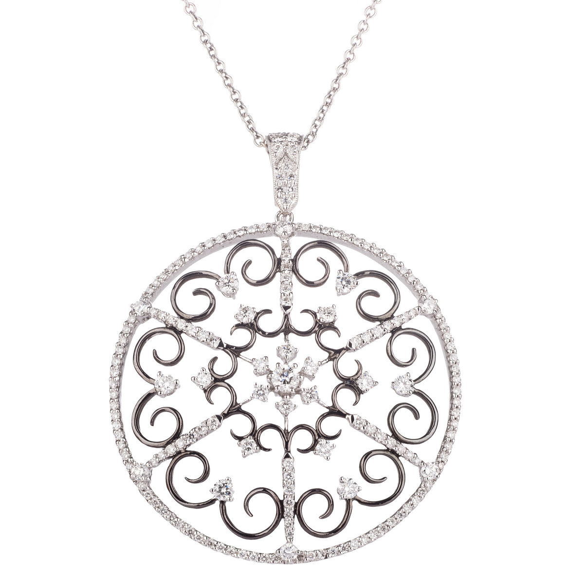 18ct White Gold Black & White Diamond Pendant