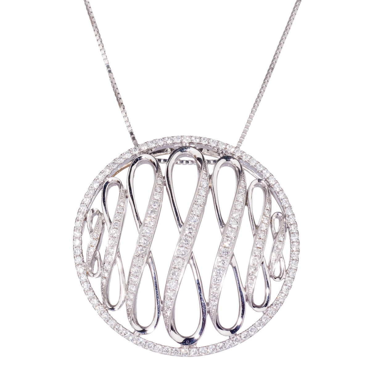 18ct White Gold Diamond Wave Pendant