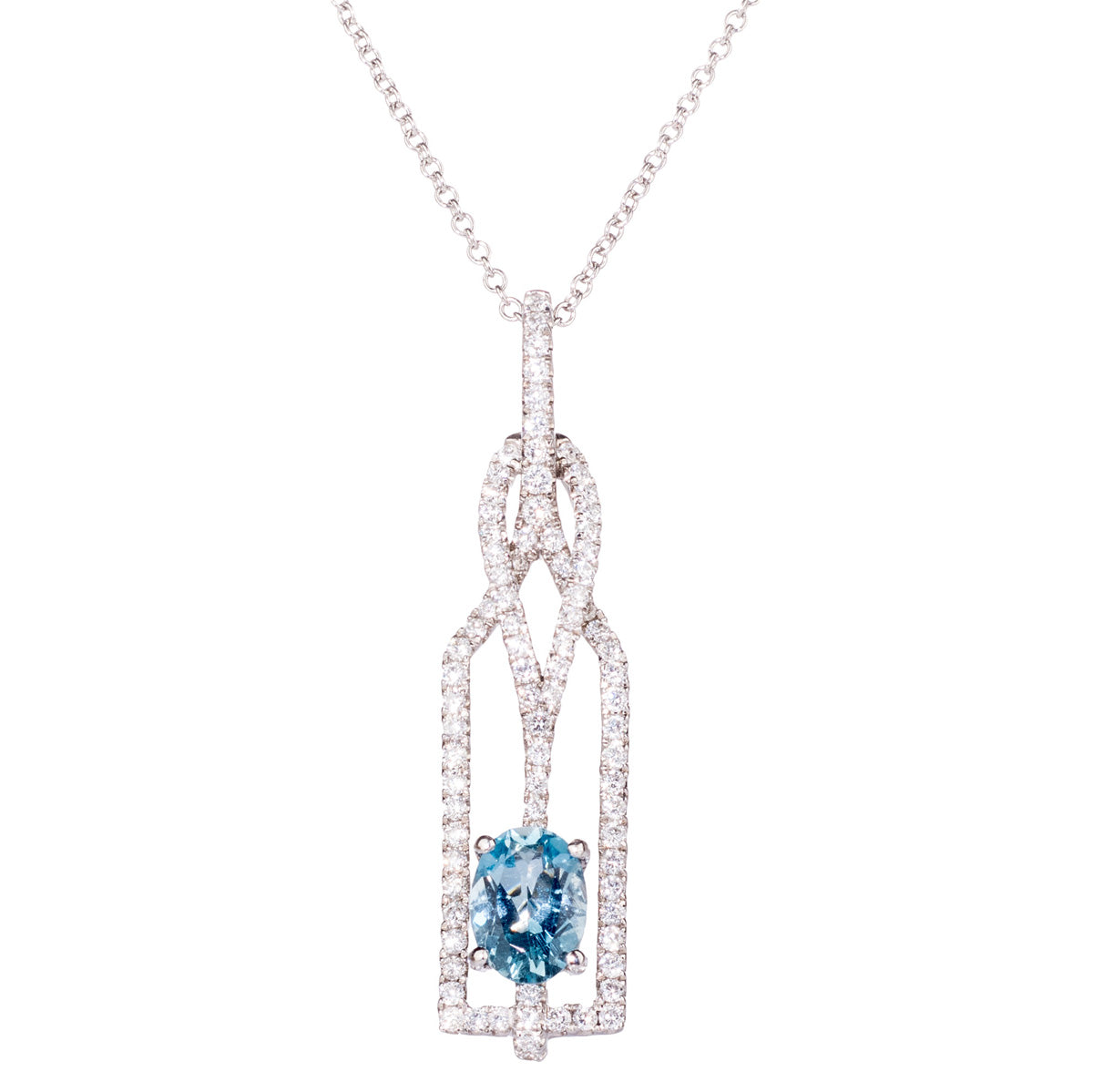 18ct White Gold Aquamarine & Diamond Pendant