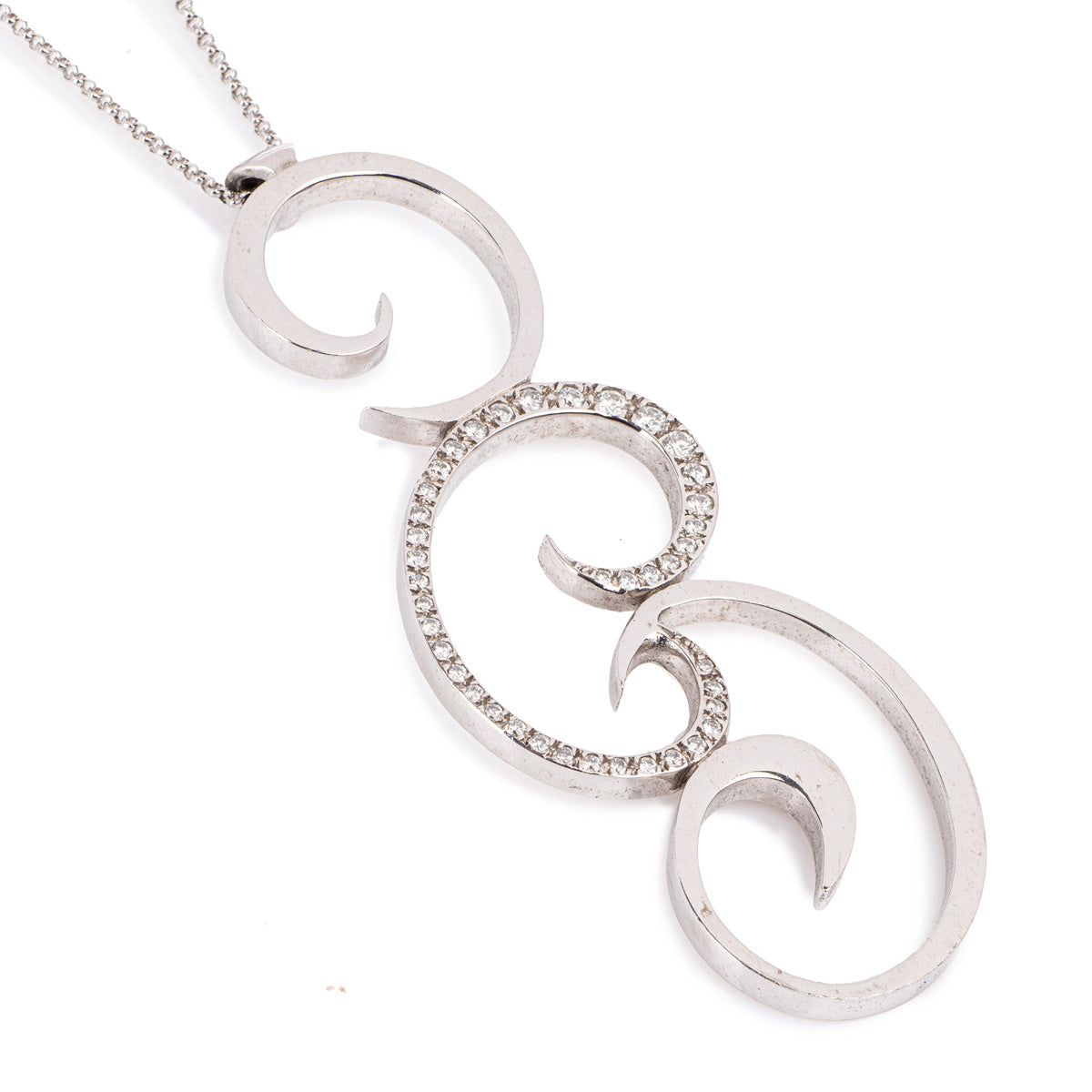 18ct Diamond Swirl Pendant