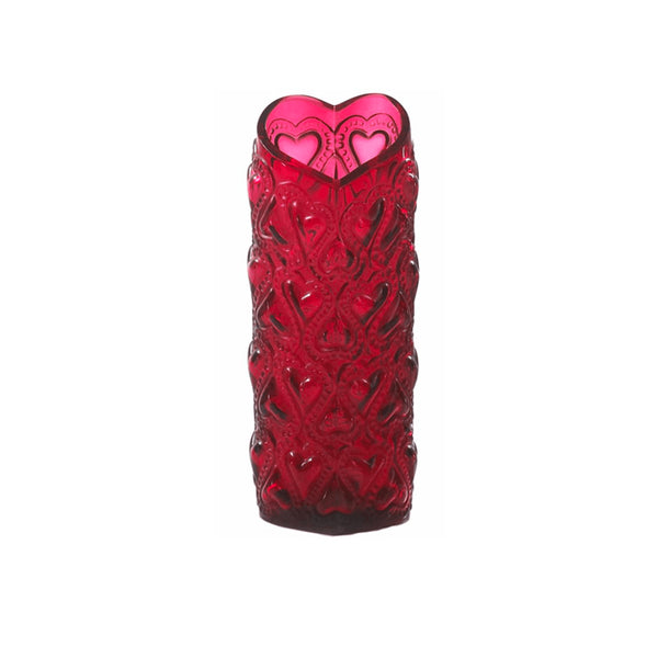 Lalique Amour Heart Vase Red