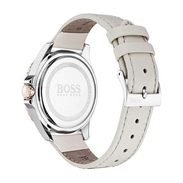 cream leather strap and buckle Hugo Boss case back