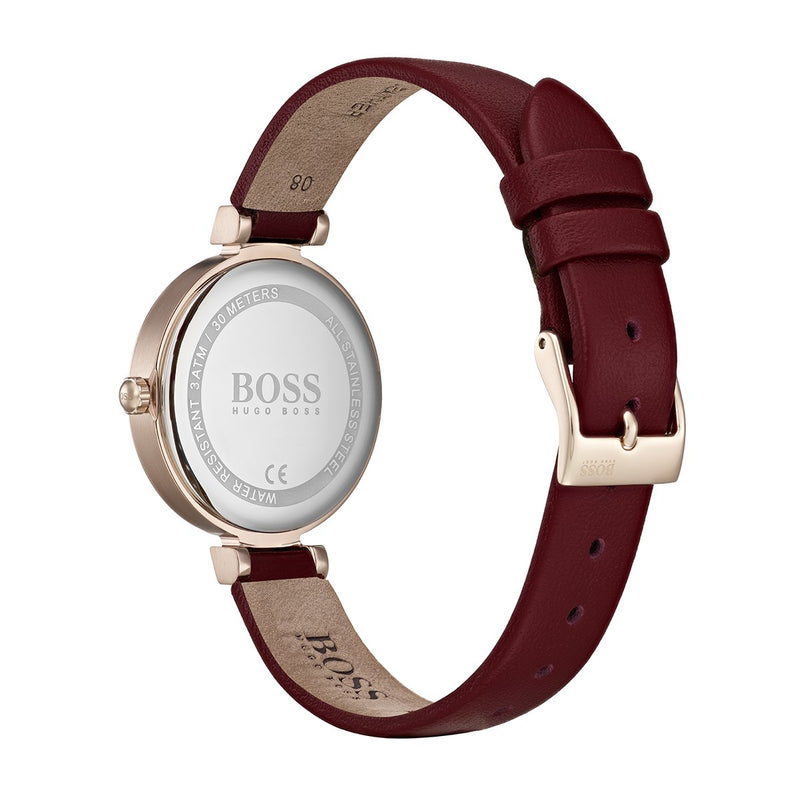 hogo boss red leather sdratp and watch back