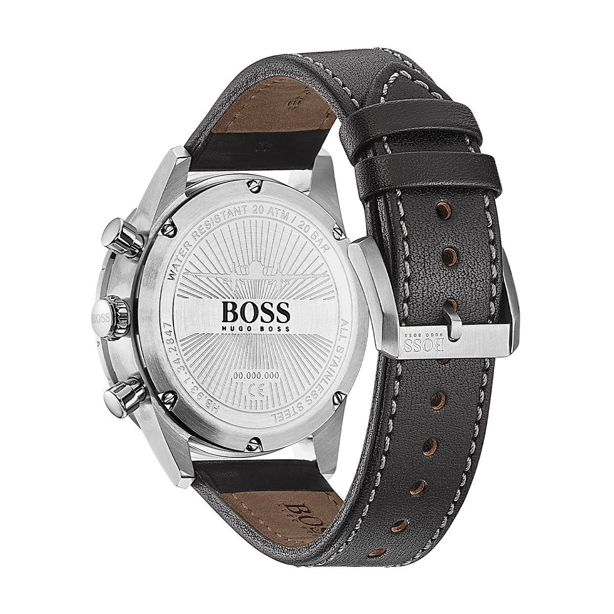 Hugo Boss black stitched leather strap