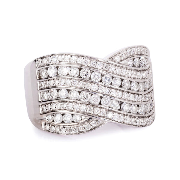 Pre-Owned 18ct White Gold Diamond 'Wave' Ring