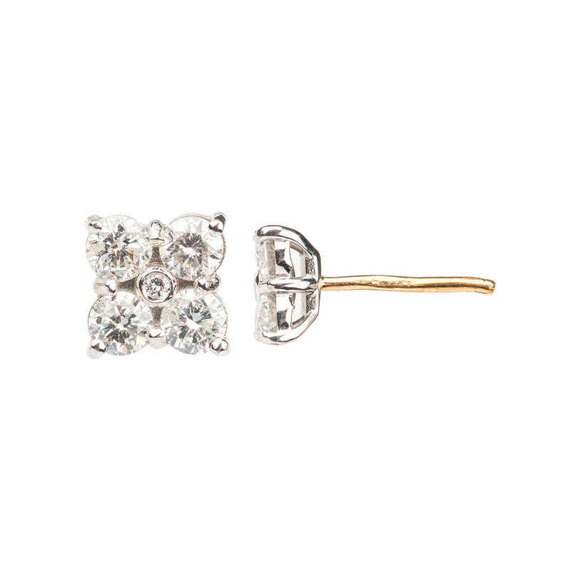 Pre-Owned 18ct Yellow Gold Diamond Cluster Earrings