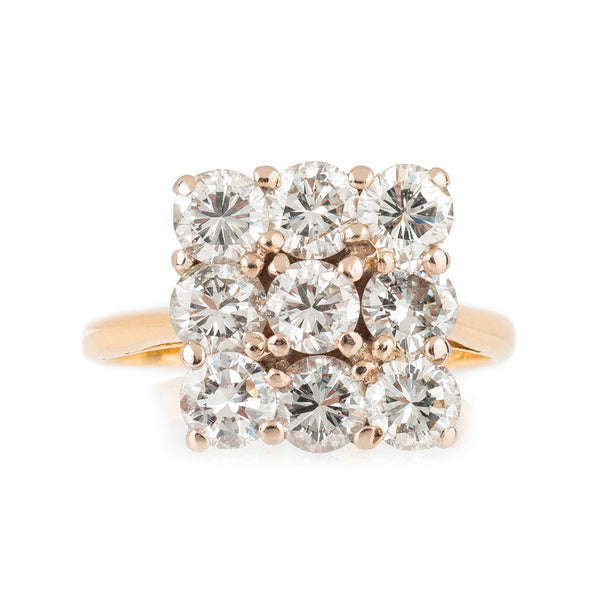 Pre-Owned 18ct Yellow Gold Diamond Square Cluster Ring