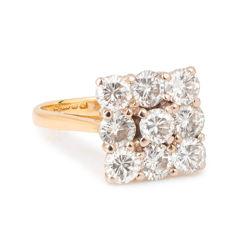 Pre-Owned 18ct Yellow Gold Diamond Square Cluster Ring