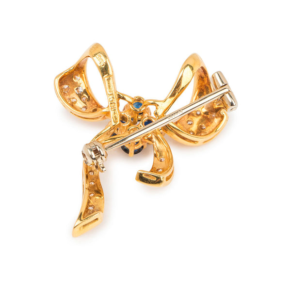 Pre-Owned 18ct Yellow Gold Sapphire and Diamond Brooch