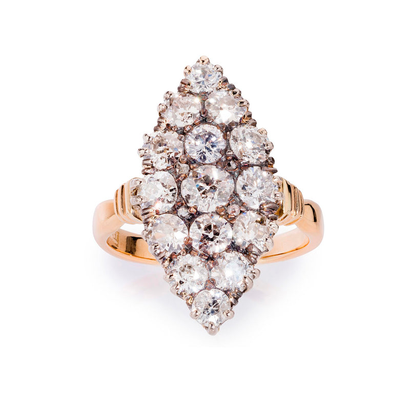Pre-Owned 18ct Yellow and White Gold Marquise Diamond Ring