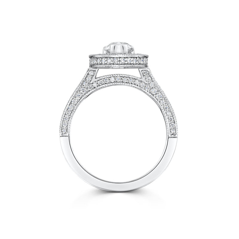 side angle of Diamond Pear Cut Engagement Ring