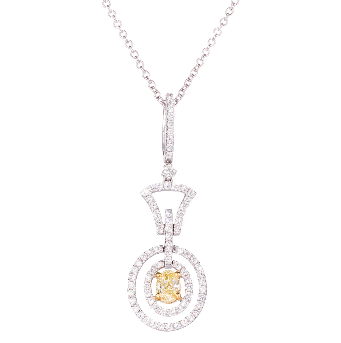 18ct White Gold Natural Yellow Diamond Pendant