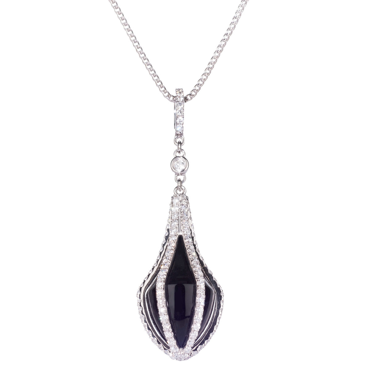 18ct White Gold Agate & Diamond Pendant