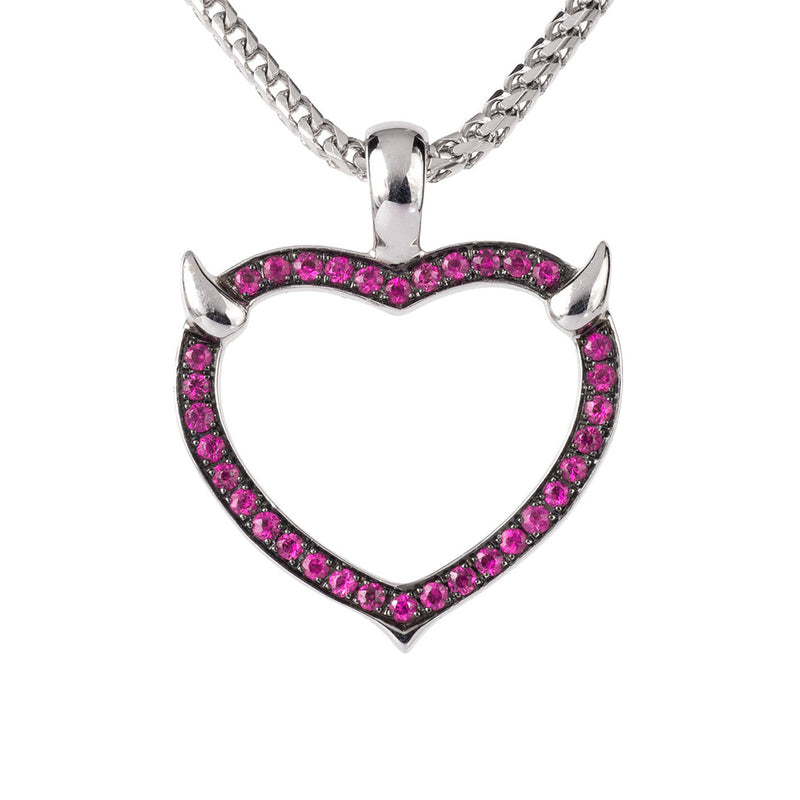 Theo Fennell 18ct White Gold Ruby and Diamond Horn Heart