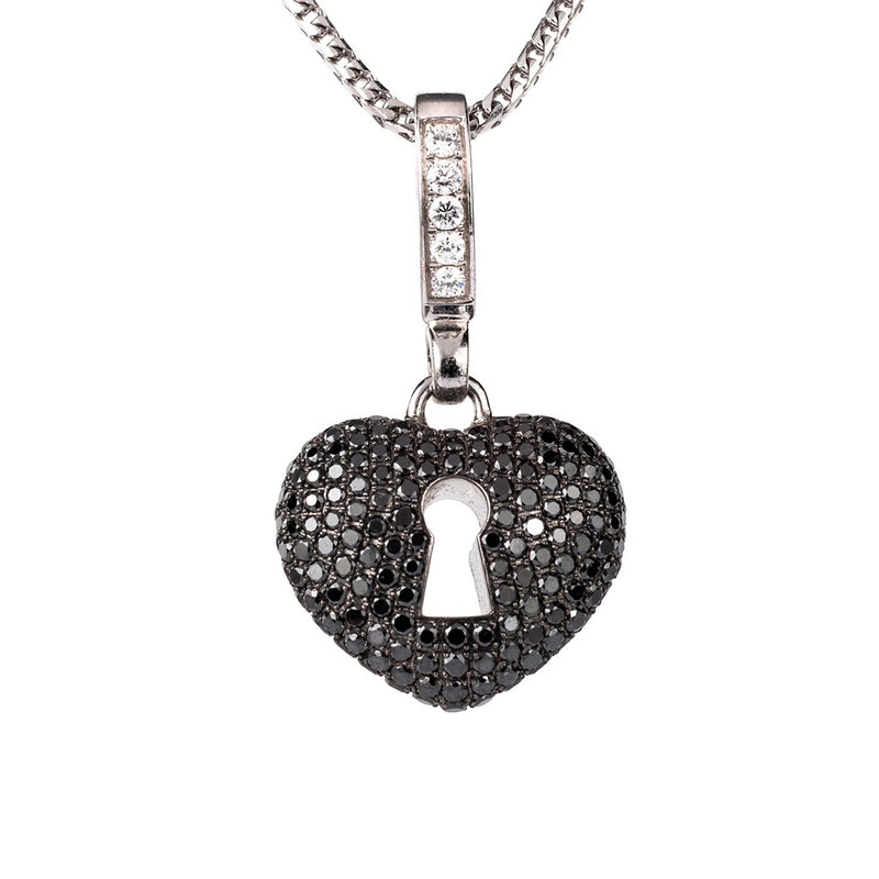 Theo Fennell 18ct White Gold Black Diamond Keyhole Pendant