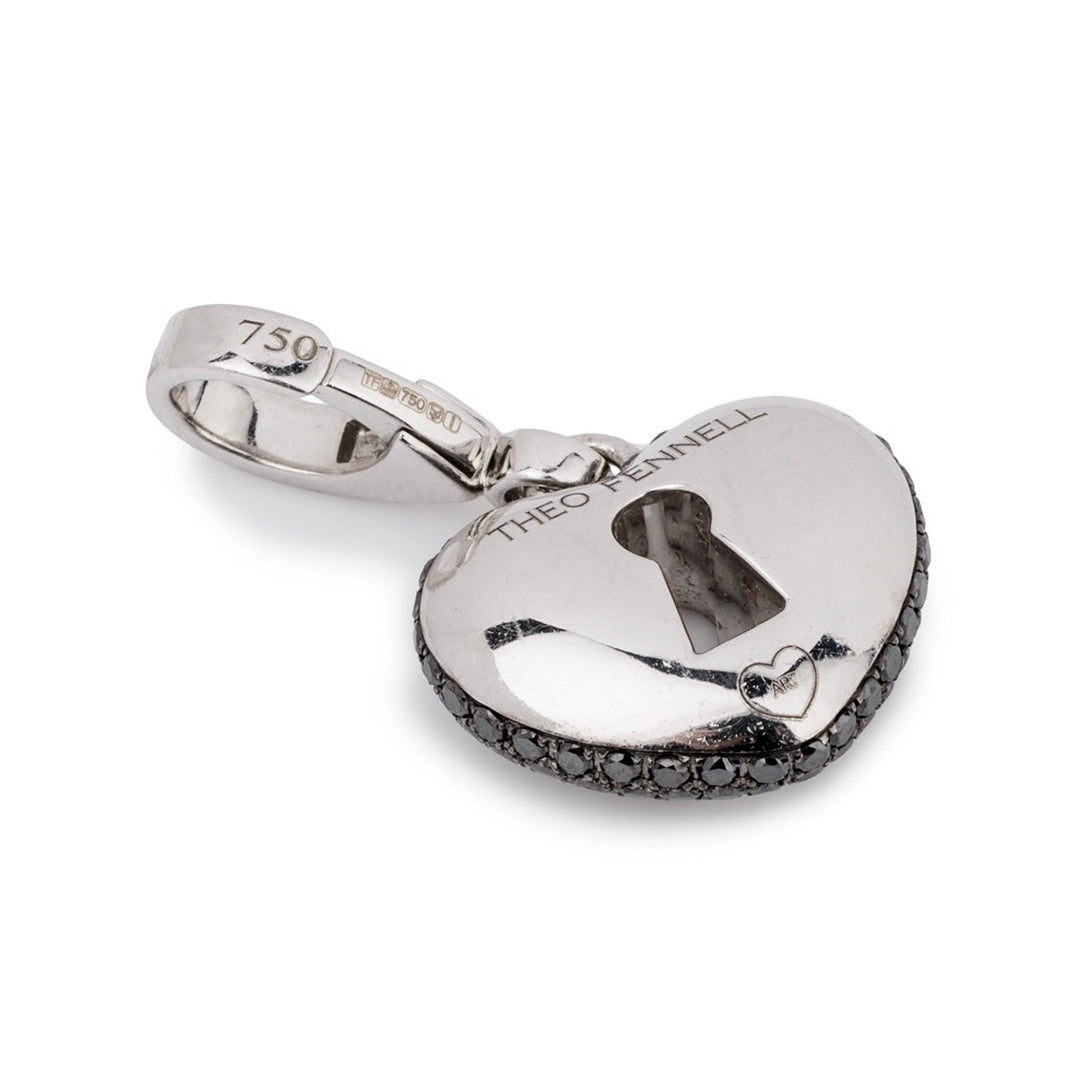 Theo Fennell 18ct White Gold Black Diamond Keyhole Pendant
