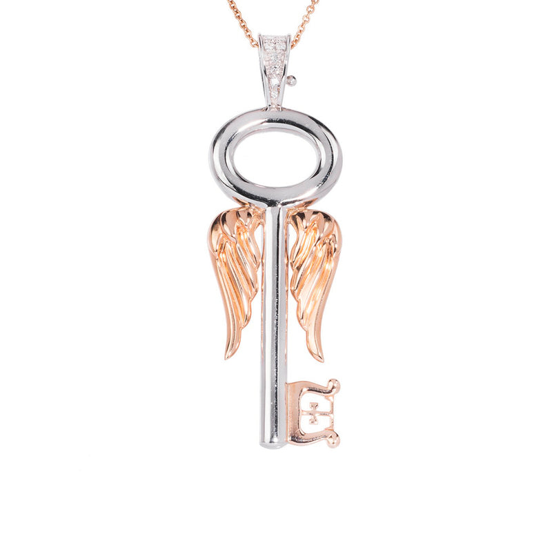 Theo Fennell 18ct White and Rose Gold Angel Key