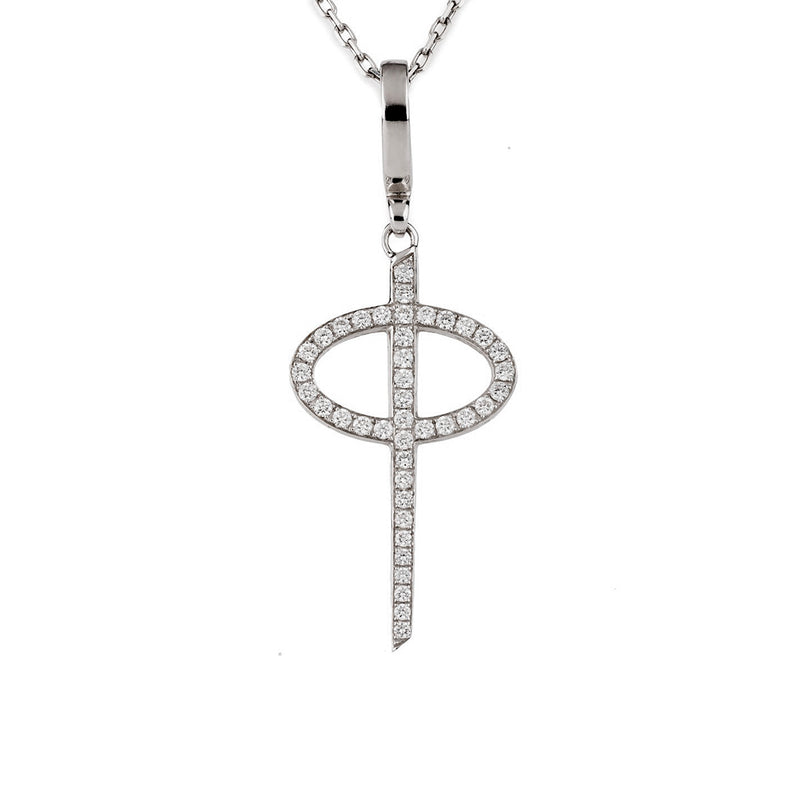 Theo Fennell 18ct White Gold Small Diamond Phi Pendant