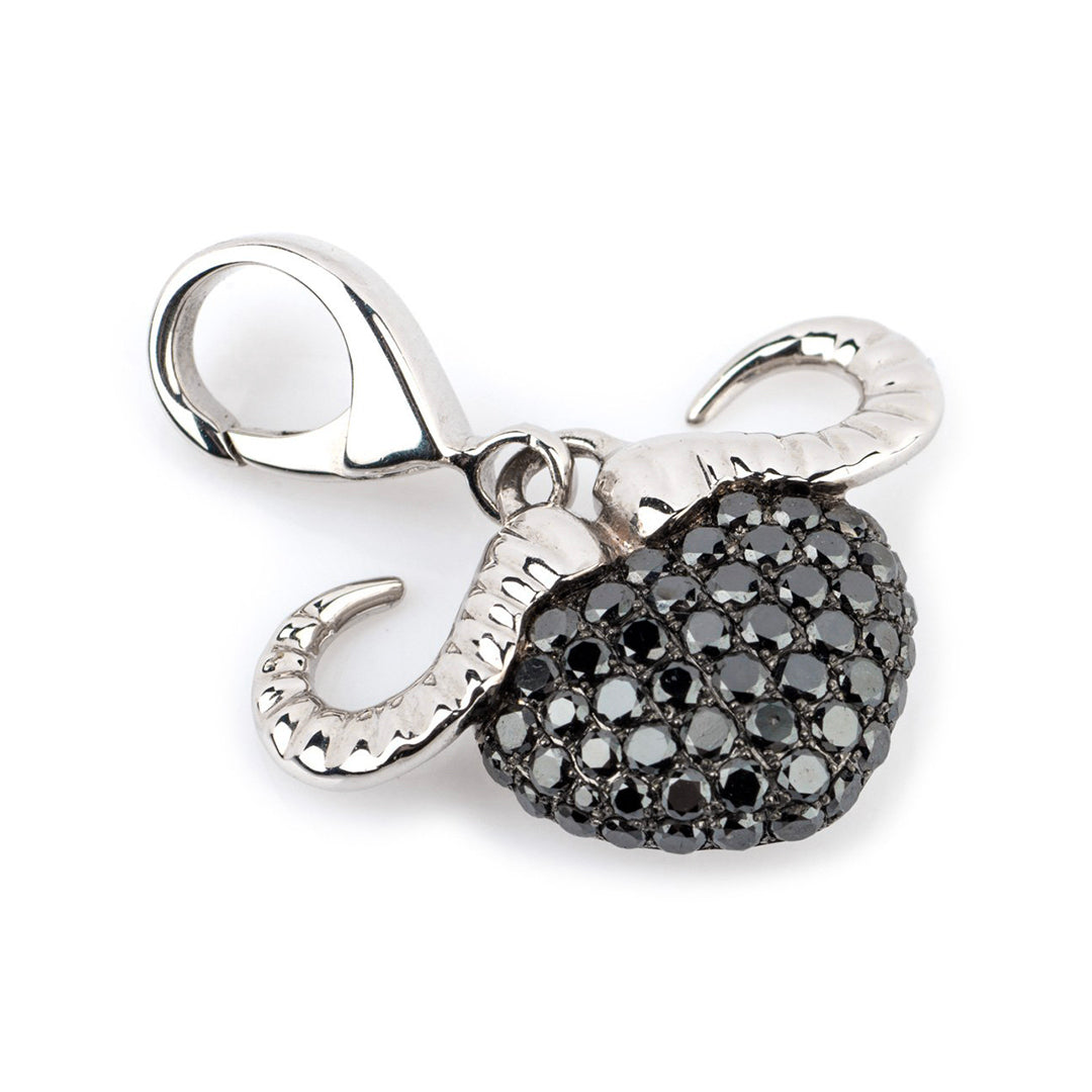 Theo Fennell 18ct White Gold Black Diamond Buffalo Charm