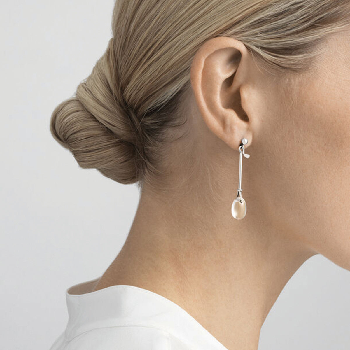 Georg Jensen Rock Crystal Silver Dew Drop Earrings